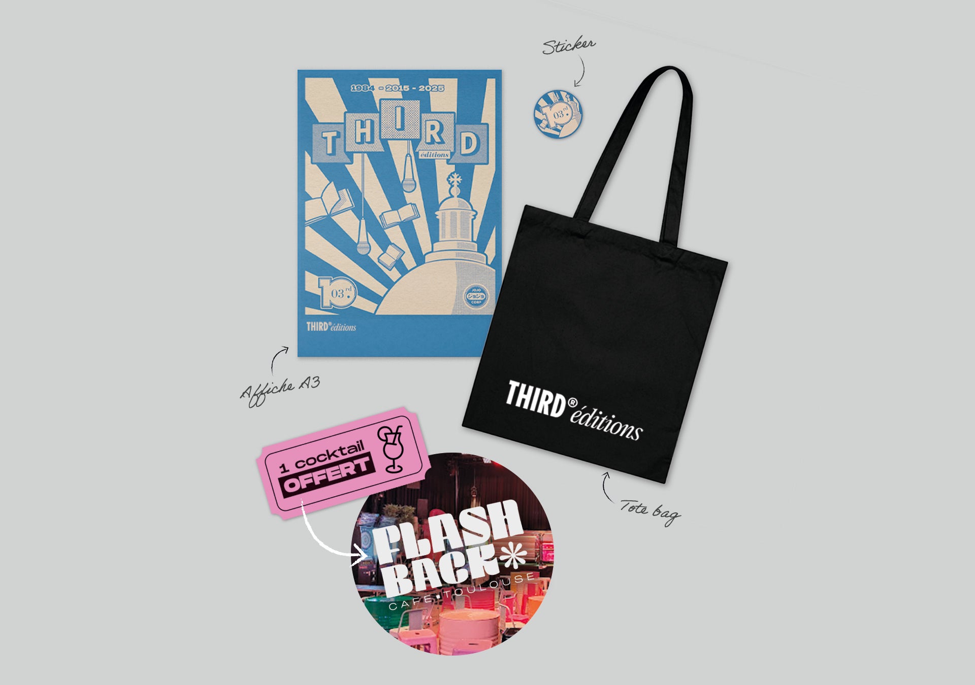 Welcome Pack - Soirée des 10 ans. Attention : produits à récupérer lors de la soirée à Toulouse le 11/09/25